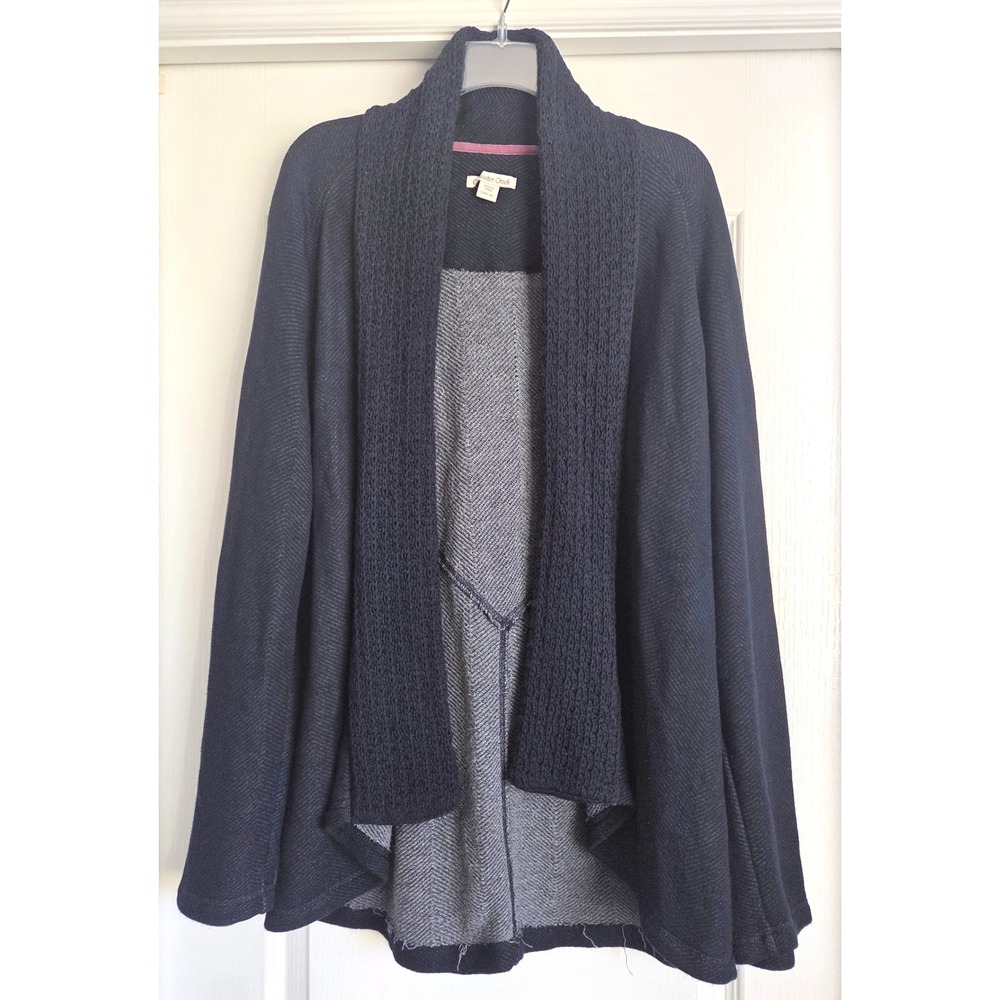 Coldwater Creek Navy Blue Chevron Open Front Shawl Collar Cardigan L 14-16